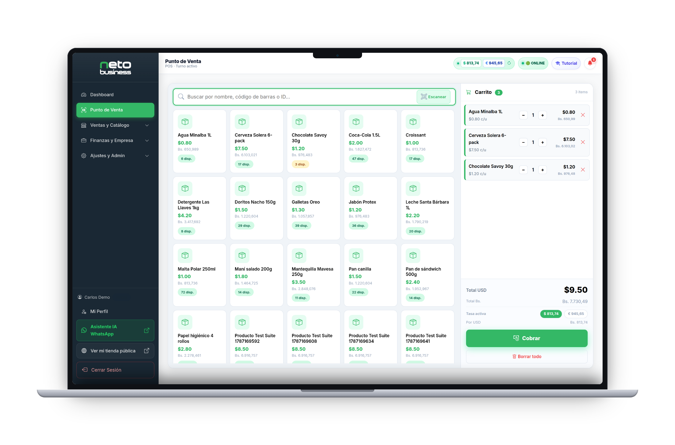 Sistema Punto de Venta (POS) real de Neto Business en Venezuela